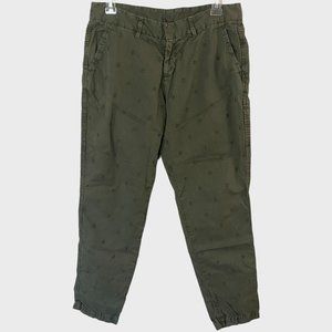 Sundance Embroidered Slim Straight Pants Women's Petite Size 6 Army Green Casual